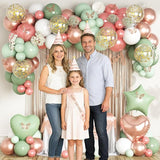 Sage Green and Rose Gold Birthday Party Decorations for Women Girls,