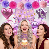 Purple Pink Birthday Decorations Balloons Pink Purple Happy Birthday