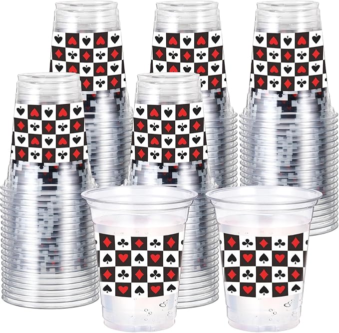 60 Pcs Casino Theme Party Decorations 12 oz Casino Cups Plastic