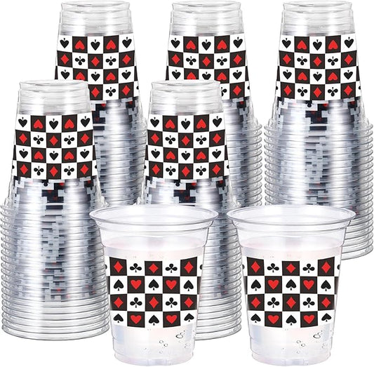 60 Pcs Casino Theme Party Decorations 12 oz Casino Cups Plastic