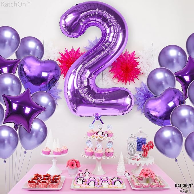 KatchOn, Purple Number 2 Balloon - Giant, 40 Inch | Two The Moon