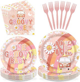 96Pcs Groovy One Birthday Party Decorations Boho Groovy 1st Birthday