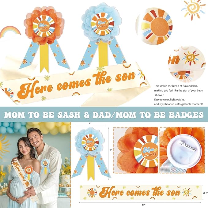 Here Comes the Son Baby Shower Decor 119 PCs Boys Boho Baby Shower