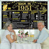DARUNAXY 75th Birthday Black Gold Party Decoration, Back in 1951