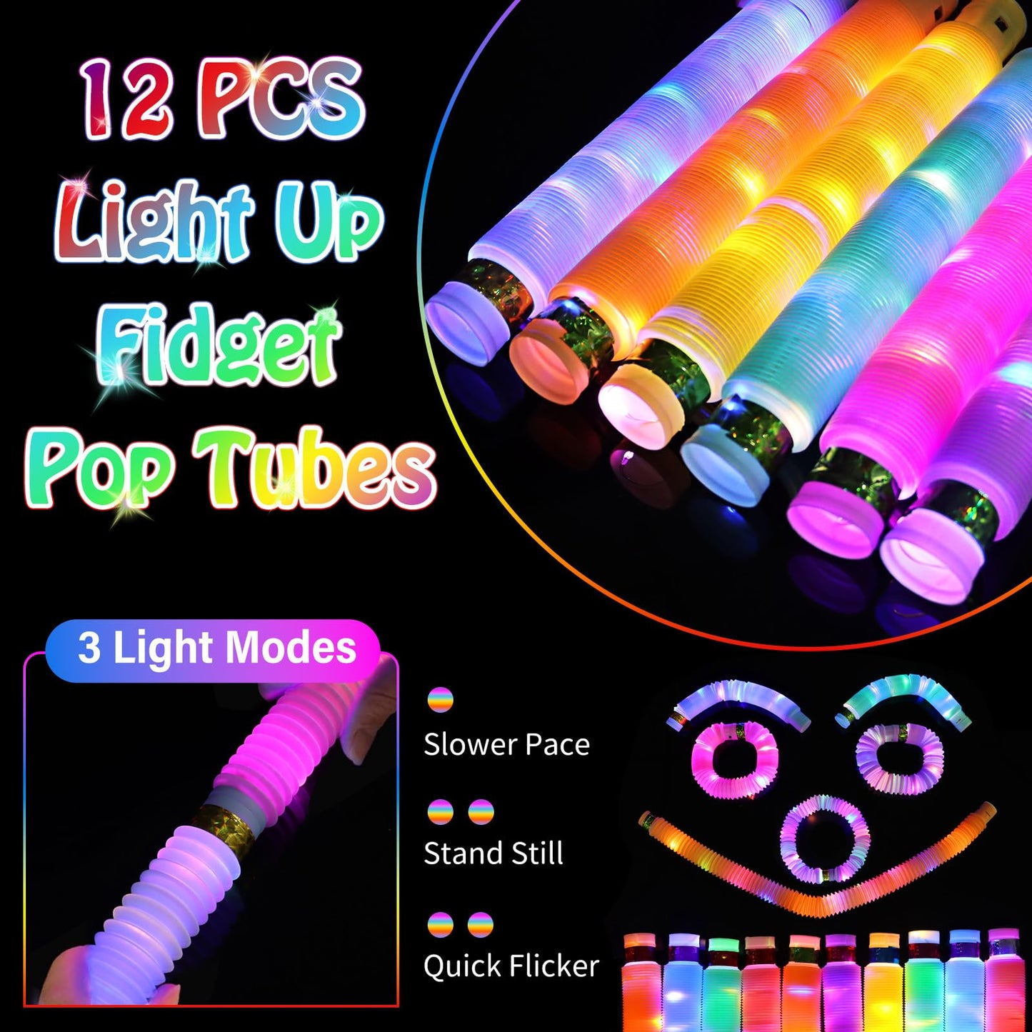 156 PCS Glow in the Dark Valentines Day Party Supplies, 12 Light Up