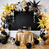 18 Pcs Black Gold Star Balloons, Gold and Black Balloon with 6 Pcs