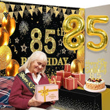 85th Birthday Decorations Men Women with 85th Birthday Banner Black