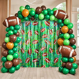 2 Packs Football Foil Fringe Curtain, Green Glitter Metallic Tinsel