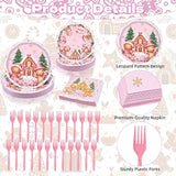 100 Pcs Pink Gingerbread Christmas Tableware Party Supplies