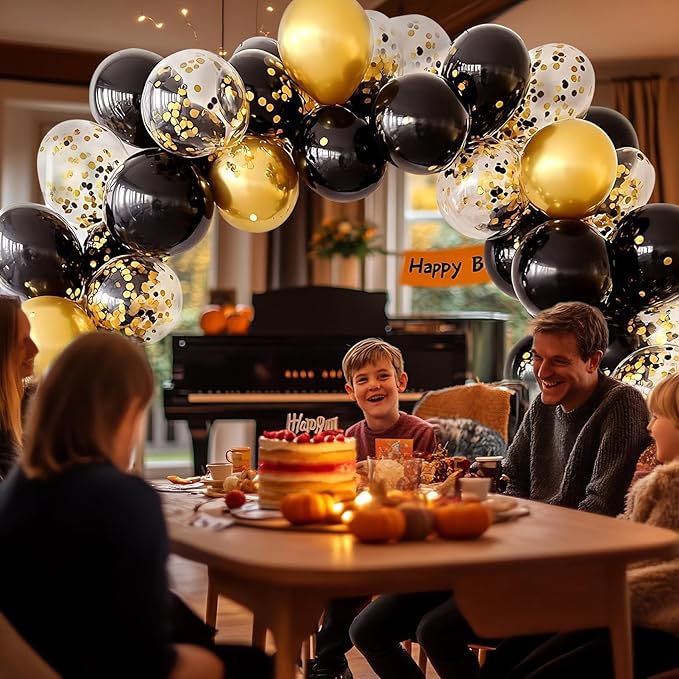 Black and Gold Balloons, 55 Pcs 12 Inch Metallic Gold Balloons Black