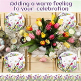 250 Pcs Tulip Floral Paper Plates and Napkins Spring Party Supplies