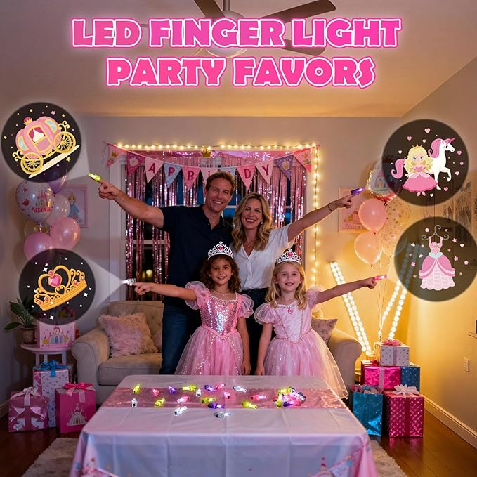 36 Pcs Princess Party Favors LED Finger Lights for Grils Glow in the