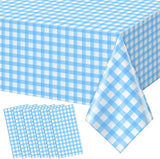 6pcs 54X108inch Light Blue Checkered Tablecloth,Blue Gingham