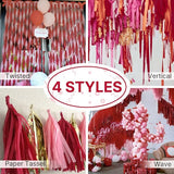 PartyWoo Gold and Burgundy Crepe Paper Streamers 6pcs 492ft Pack of