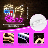 Movie Night With Popcorn Neon Sign for Wall Decor Cinema Led Neon