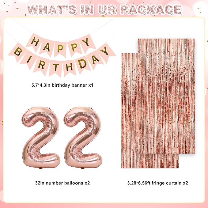 Rose Gold Birthday Party Decorations Happy Birthday Banners Tassel