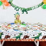 WERNNSAI 4 PCS Dinosaur Tablecloth - Dinosaur Birthday Decorations