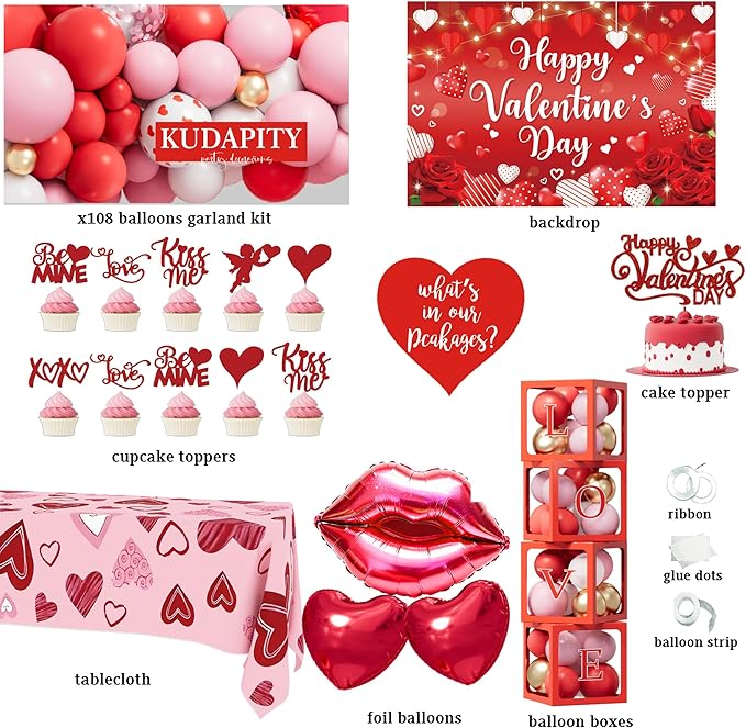 Valentine's Day Party Decorations Romantic Red Heart Valentine