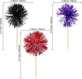 Gyufise 30Pcs Foil Firework Cupcake Toppers Sparkle Tinsel Cake #27