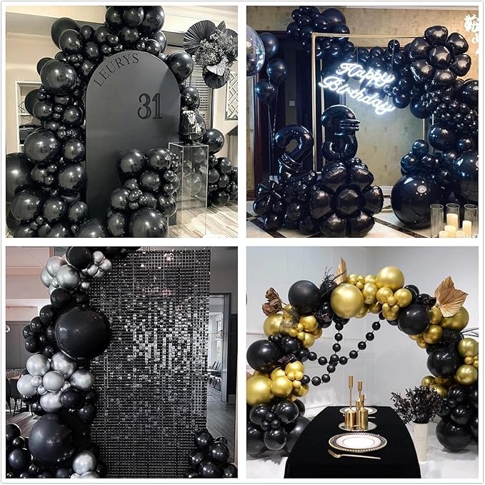 160pcs Black Balloons 12 Inch Matte Latex Balloons for Graduation