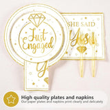 96Pcs Happy Engagement Party Supplies Gold Just Engaged Plates and