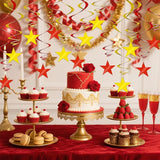 BEISHIDA Red Gold Star Hanging Swirl Ceiling Hanging Decorations for