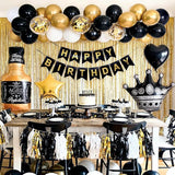Black and Gold Party Decorations for Men with Happy Bithday Banner,