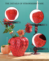 DN DECONATION Red Strawberry Vase, Strawberry Ceramic Flower Vases for