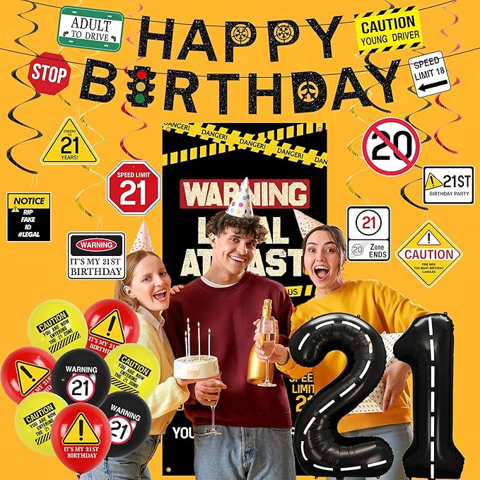 21st Birthday Party Decorations Black Happy 21st Birthday Banner