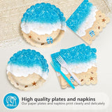200Pcs Beach Party Decorations Ocean Waves Theme Plates and Napkins