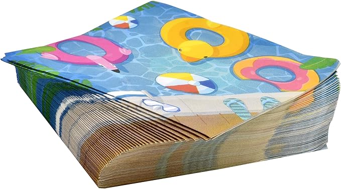 122 Pcs Pool Party Supplies Set Paper Plate Cup Napkin for Summer