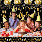 Black and Gold Birthday Decorations for Men Women 37pcs Black and