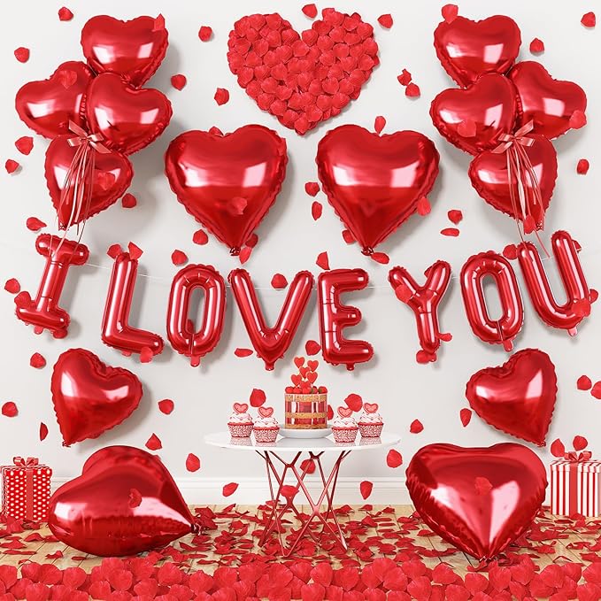I Love You Balloons Valentines Day Balloons Red Heart Love Foil