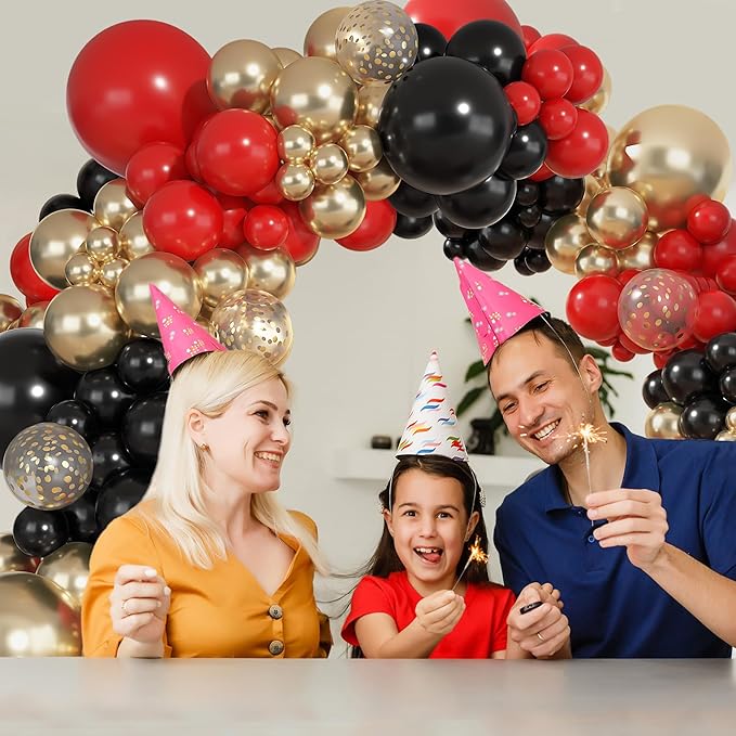 Ouddy Party 149Pcs Red Black Gold Balloon Arch Garland Kit Different