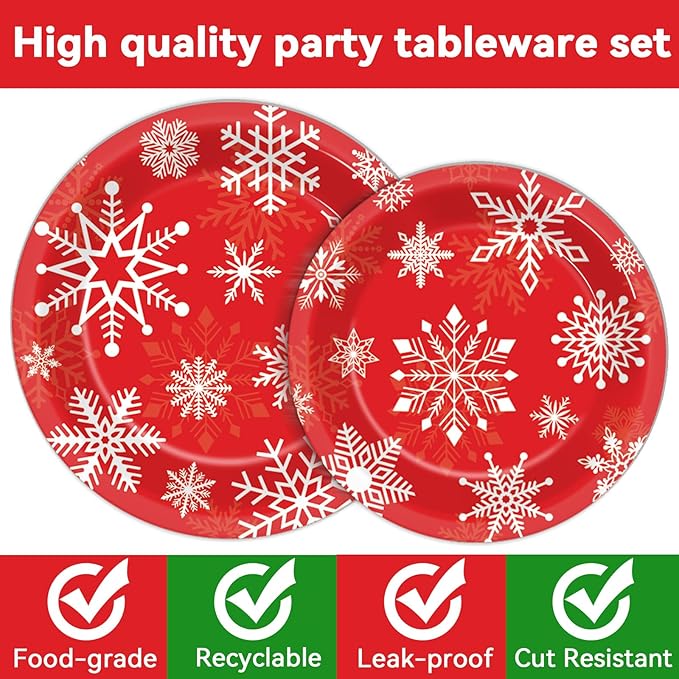 200 PCS Christmas Theme Party Tableware Disposable Merry Christmas