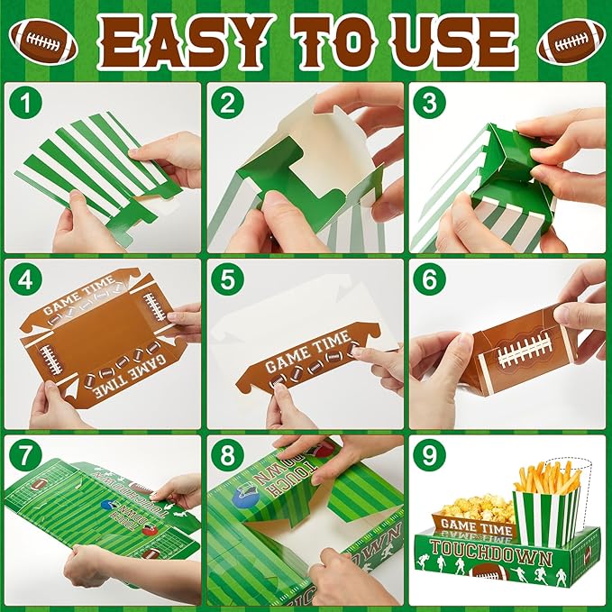 108 Pcs 36 Sets Football Movie Night Snack Trays Popcorn Boxes