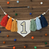 Handmade Rainbow 1st Birthday HighChair Banner Colorful Party