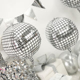 Disco Ball Balloons 4PC,Foil Disco Balloons 22 Inch 4D Round Meta Meta