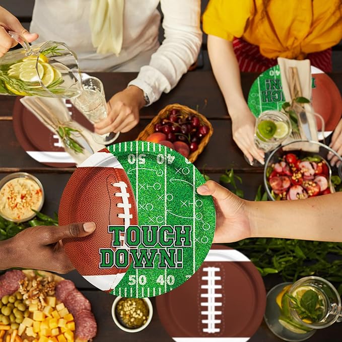 Football Party Supplies Kit Serve 48 Guests with 9 Inch Paper Plates