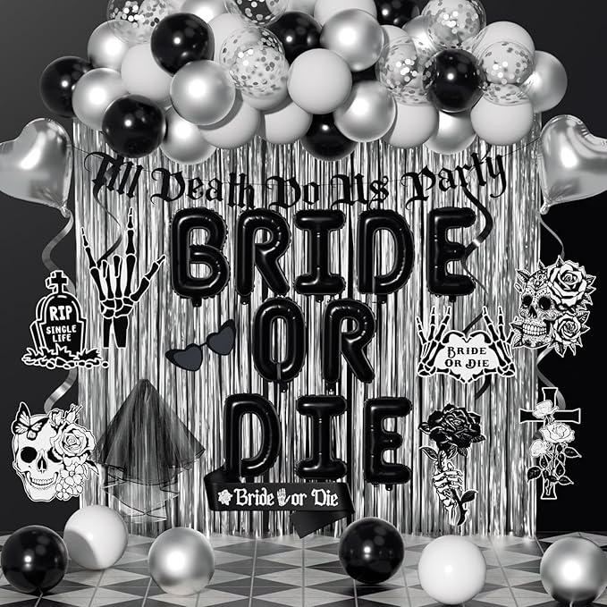 Bride or Die Bachelorette Party Decorations 100pcs with Till Death