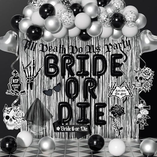 Bride or Die Bachelorette Party Decorations 100pcs with Till Death
