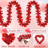 66 FT Valentine's Day Heart Tinsel Garland Decoration Red Heart