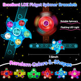 48PCS Light Up Fidget Spinner Bracelets Glow Party Favors Bulk for