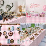 3pcs 54X108inch Pink Checkered Tablecloth,Pink Gingham Tablecloths