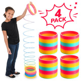 Jumbo Rainbow Spring Coil Toy - (4-Pack) 6" Plastic Giant Spring Coil