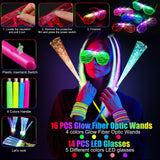 OLUPP 148 PCS Glow in the Dark Party Supplies, 16 Fiber Optic Wands,