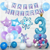 40 Inch Blue Number 3 Balloon Tower Set Winter Ice Princess Theme