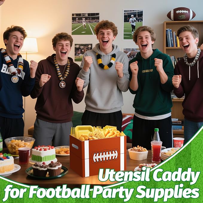 2PCS Football Utensil Holder Paper Utensil Caddy for Football Party