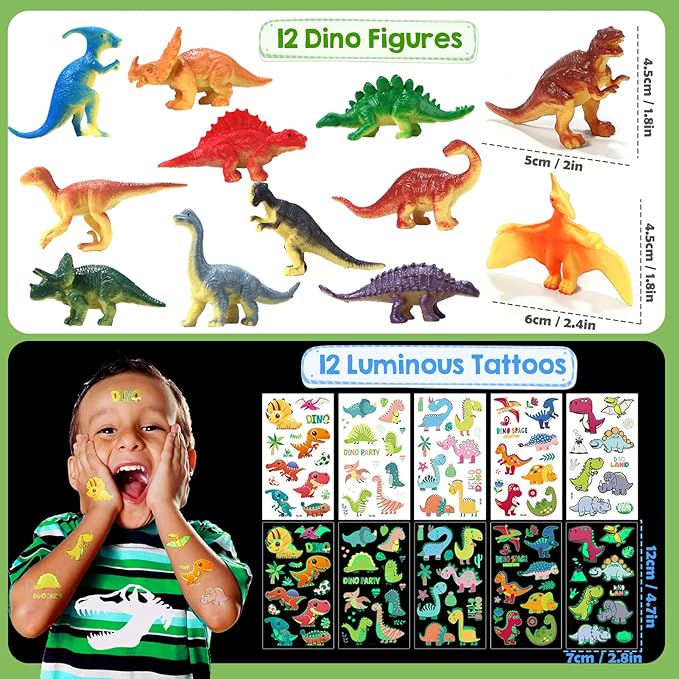 132Pcs Dinosaur Party Favors Dino Birthday Supplies Kids Mini