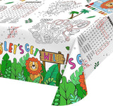 2 Pack Safari Jungle Theme Kids Coloring Paper Tablecloth